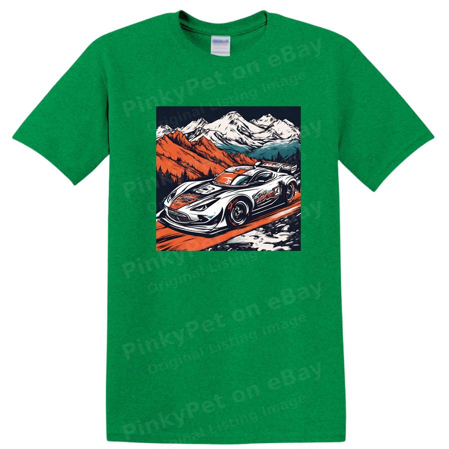Racing Car Mountain Adventure Graphic T Shirt Cool Car Tee for Drivers