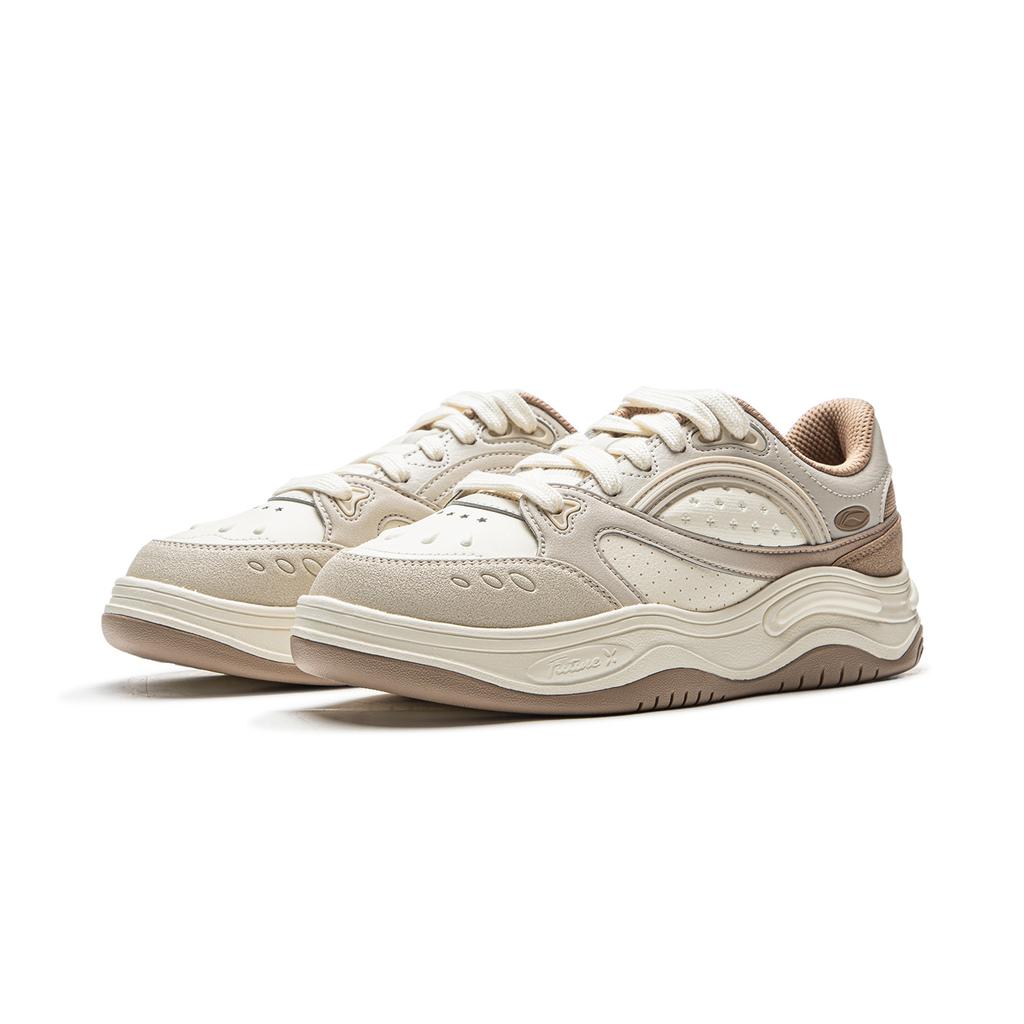 Li Ning Planet Cushioning Slip Resistant Abrasion Resistant Height Increasing Low Top Casual Shoes Women's Oat Gray AGCV260-2