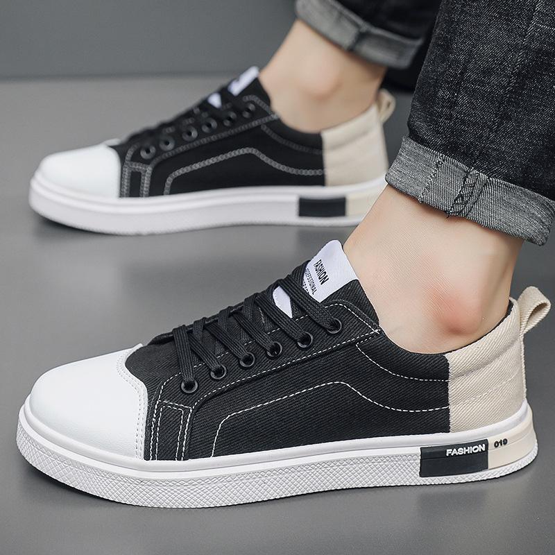 New Men's Korean Canvas Shoes Fashion Casual Shoes Breathable Non-slip Sports Shoes for Young Students.