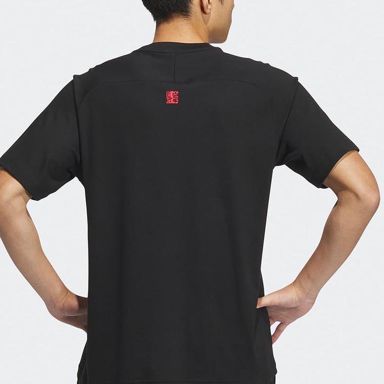 Adidas Logo Letter Print Pattern Round Neck Short Sleeve T-Shirt Men T-Shirts Black JF0798
