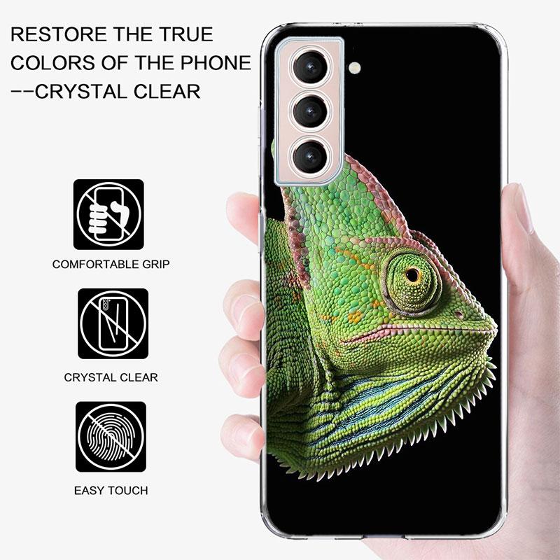 Chameleon Funny Wildlife Phone Case For Samsung Galaxy S25 Edge S24 S23 FE S21 S20 S10 Plus S22 S26 Ultra Cover Clear Cases TPU