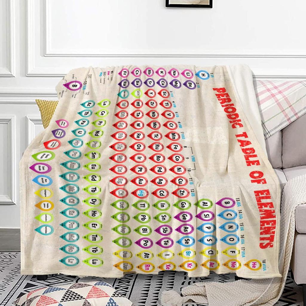 Periodic Table of Elements Printed Blanket for Sofa Bed Travel Camping Living Room Office Conditioning Blanket