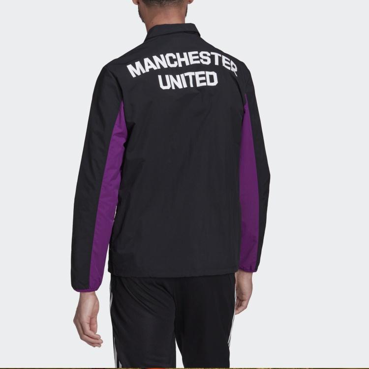 adidas Mufc Trv Coach Logo Zipper lapel Soccer/Football Jacket Black Men's GR3911