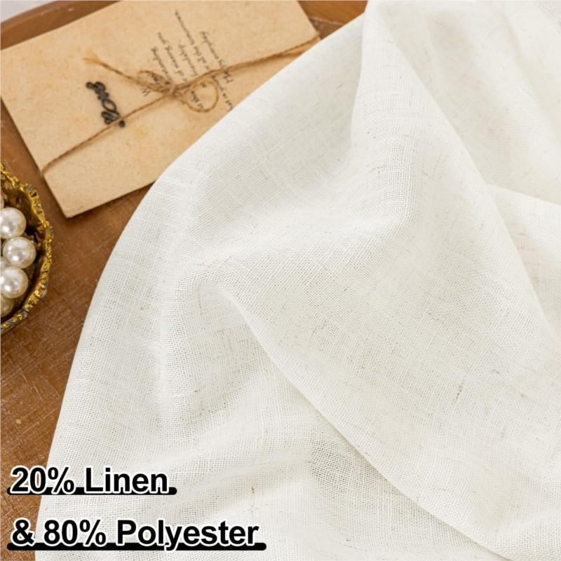 Homaxy Linen Semi Sheer Curtain 2 Panels Light Filtering Drapes with Rod Pocket Back Tab for Living Room Bedroom Farmhouse Decor