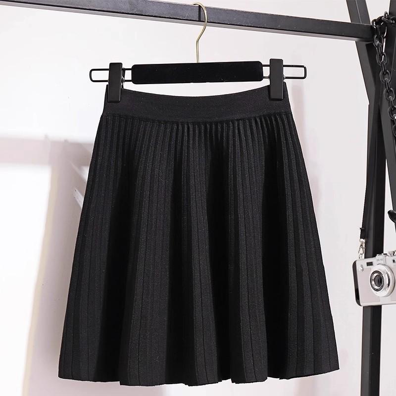 Women's Wool Knitted Pleated A-Line Skirt – Perfect for Autumn and Winter