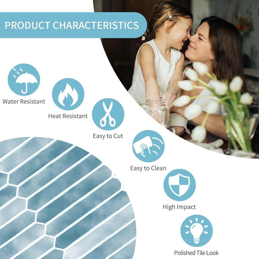 Waterproof Wallpaper 11.8"x11.8" Peel and Stick Backsplash Durable Stick Tile  for Kitchen Bathroom