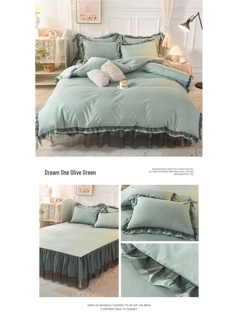 Black Lace Princess Style Bed Skirt Set - Bestseller 4-Piece for 1.5/1.8m Beds