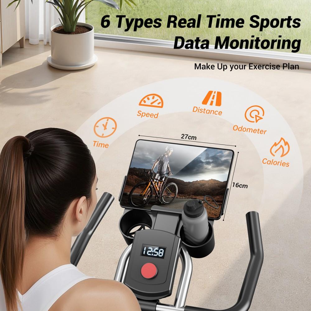 ROBORE SEB20 Stacionární rotoped, nosnost 136 kg, tichý řemenový pohon, pohodlné sedlo a držáky na iPad/láhev