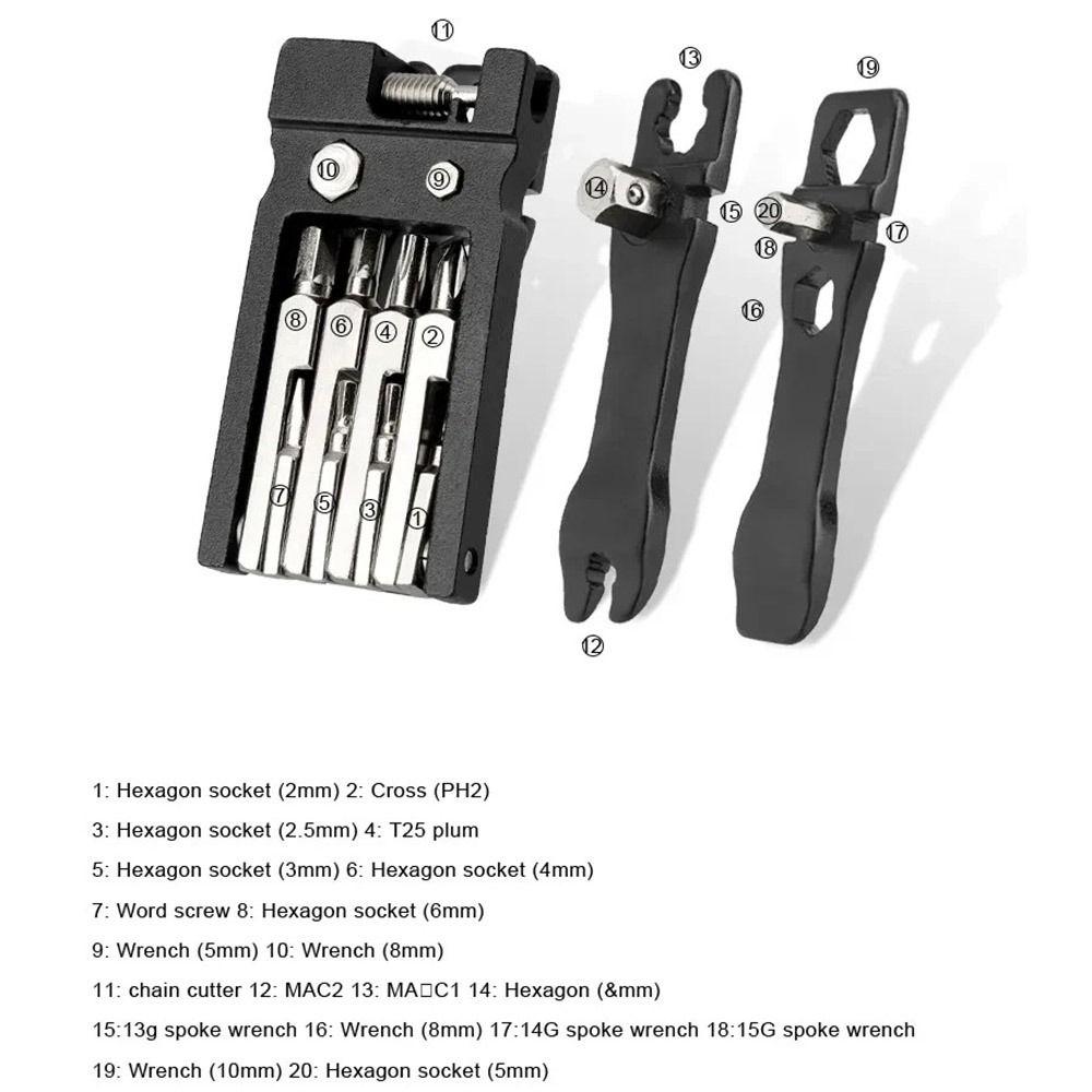 20 in 1 Multifunktions-Kombinationswerkzeug Sechskant Speichen Faltbarer Sechskant Schraubendreher Schraubendreher Tragbarer Schraubenschlüssel Handwerkzeuge