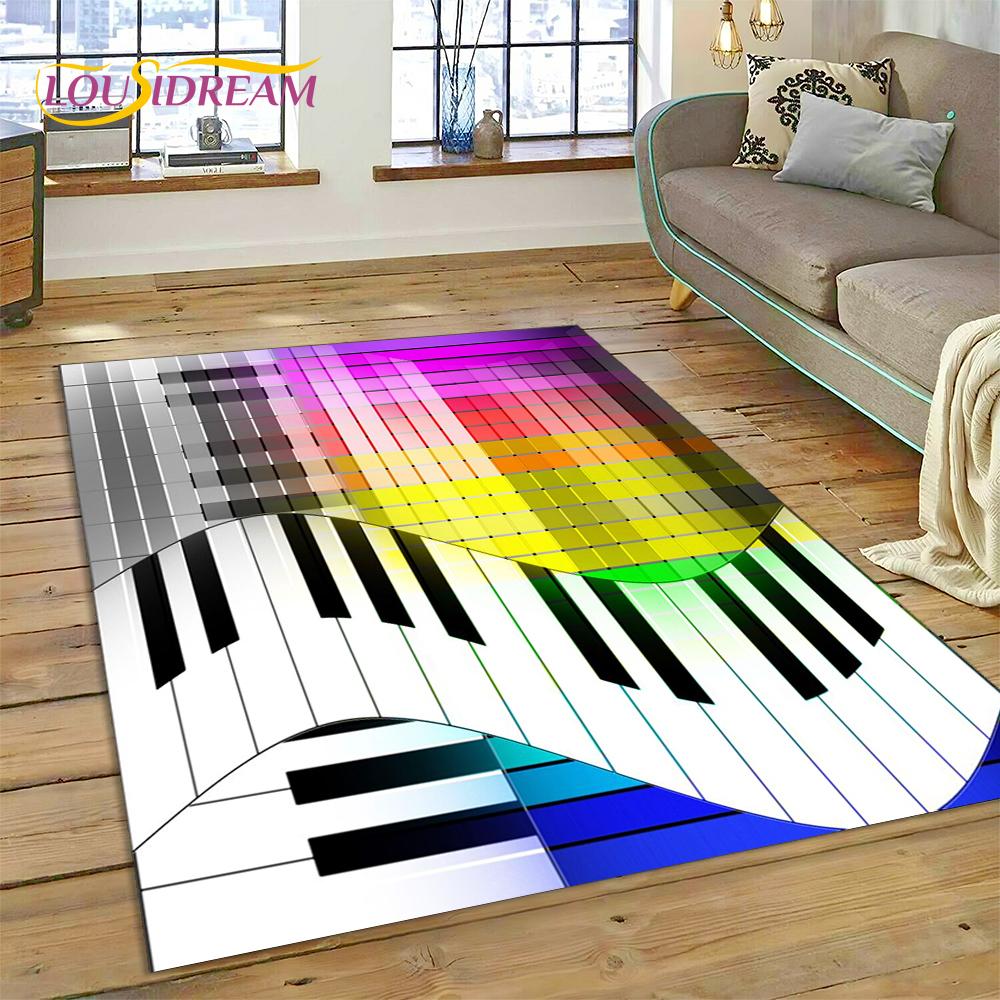 Dywan 3D z kreskówkowym instrumentem muzycznym w kształcie klawiszy pianina do domu, salonu, sypialni, pod sofę, wycieraczka, dekoracja, dywanik dla dzieci, mata podłogowa antypoślizgowa