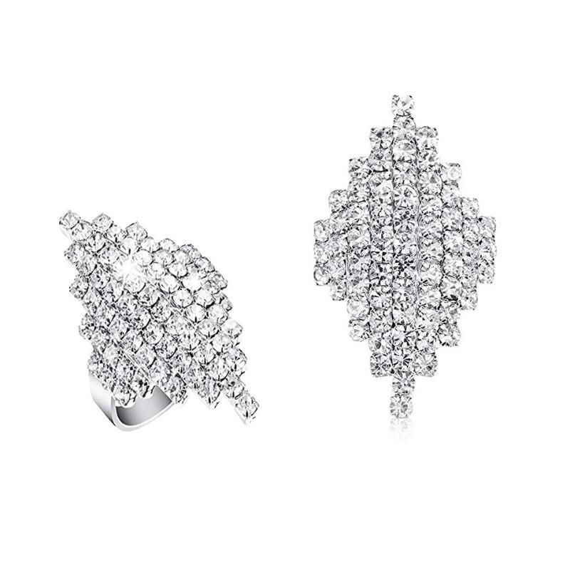 Eleganti Anelli Geometrici a Rombo con Diamanti Pieni Accessori per le Mani, Anelli Nuziali Dubai