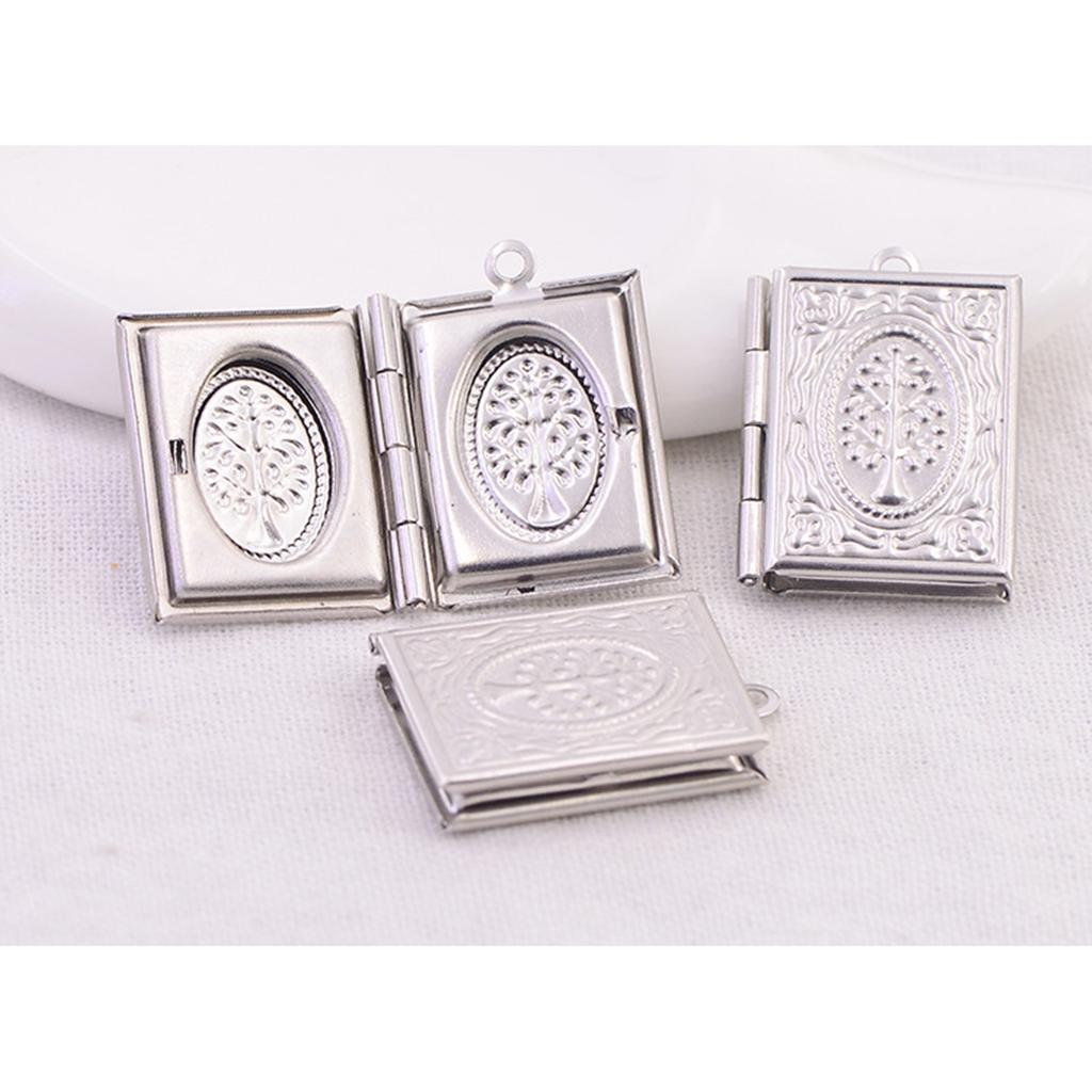 Unique Locket Pendant Jewelry Accessory Modern Book Shaped Pendant with Delicate Carving Pattern for Jewelry Crafting