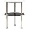 Day and Night - Day and Night Side Table 2 Levels Black Transparent Tempered Glass 38cm