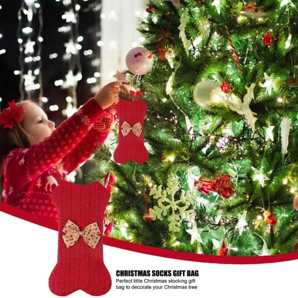 Exquisite Xmas Tree Ornament Portable Candy Stockings Creative Dog Bone Christmas Ornament  Gift