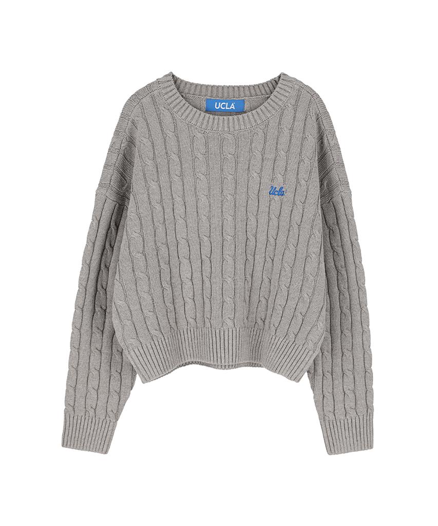 UCLA Unisex Round Neck Cable Knit [M-Grey](Uzalk8A_51)