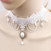 Gothic Handmade Lace Bride Statement White Wedding Choker Jewelry Collar Bridal Necklace