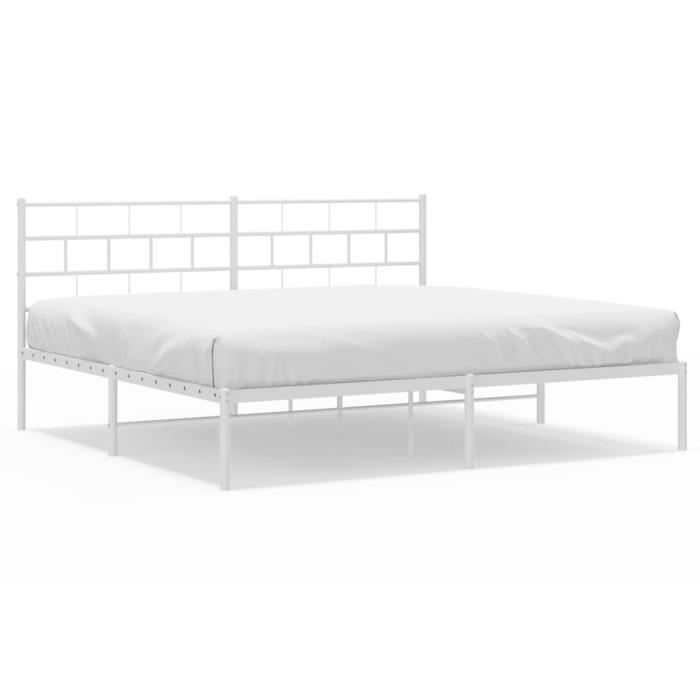 VidaXL Cadre de lit métal avec tête de lit blanc 193x203 cm 355714