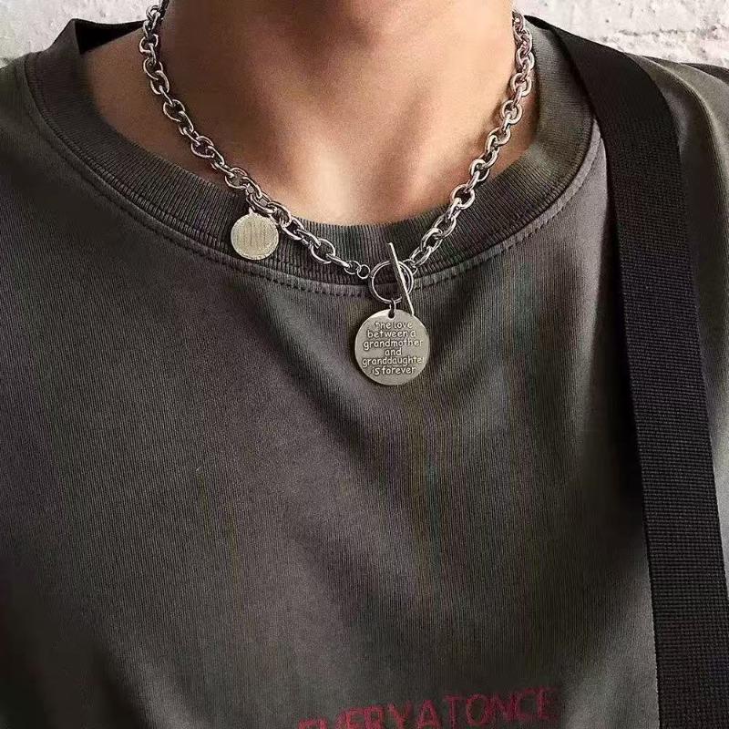 Titanium Steel Necklace Sweater Sweater Chain Men's Trendy Brand Versatile Niche High-end Design Sense Ruffian Handsome Accessories Geometric Necklace