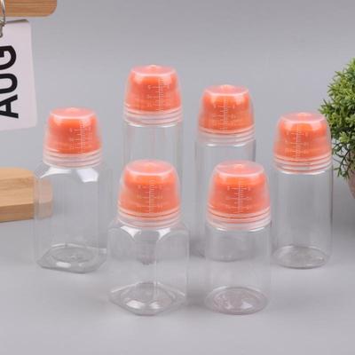 1 Pièce Ronde Carrée Vide Bouteilles Squeeze en Plastique pour Sauce Remplissables Récipients à Condiments Avec Graduations Pour Vinaigrette Huiles BBQ