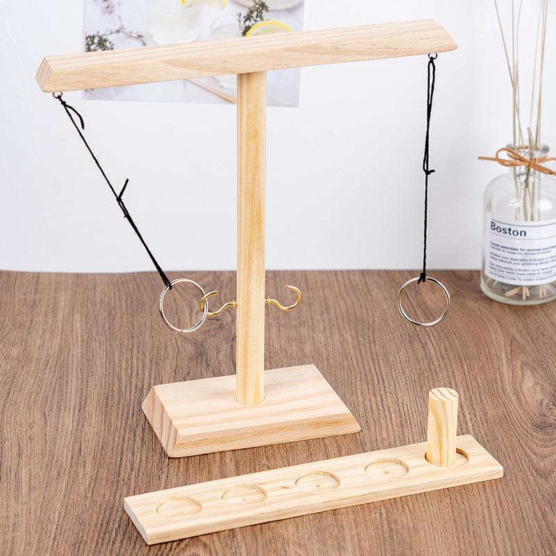 Wooden Ring Toss Game: Two-Person Hook and Ring Table Toy