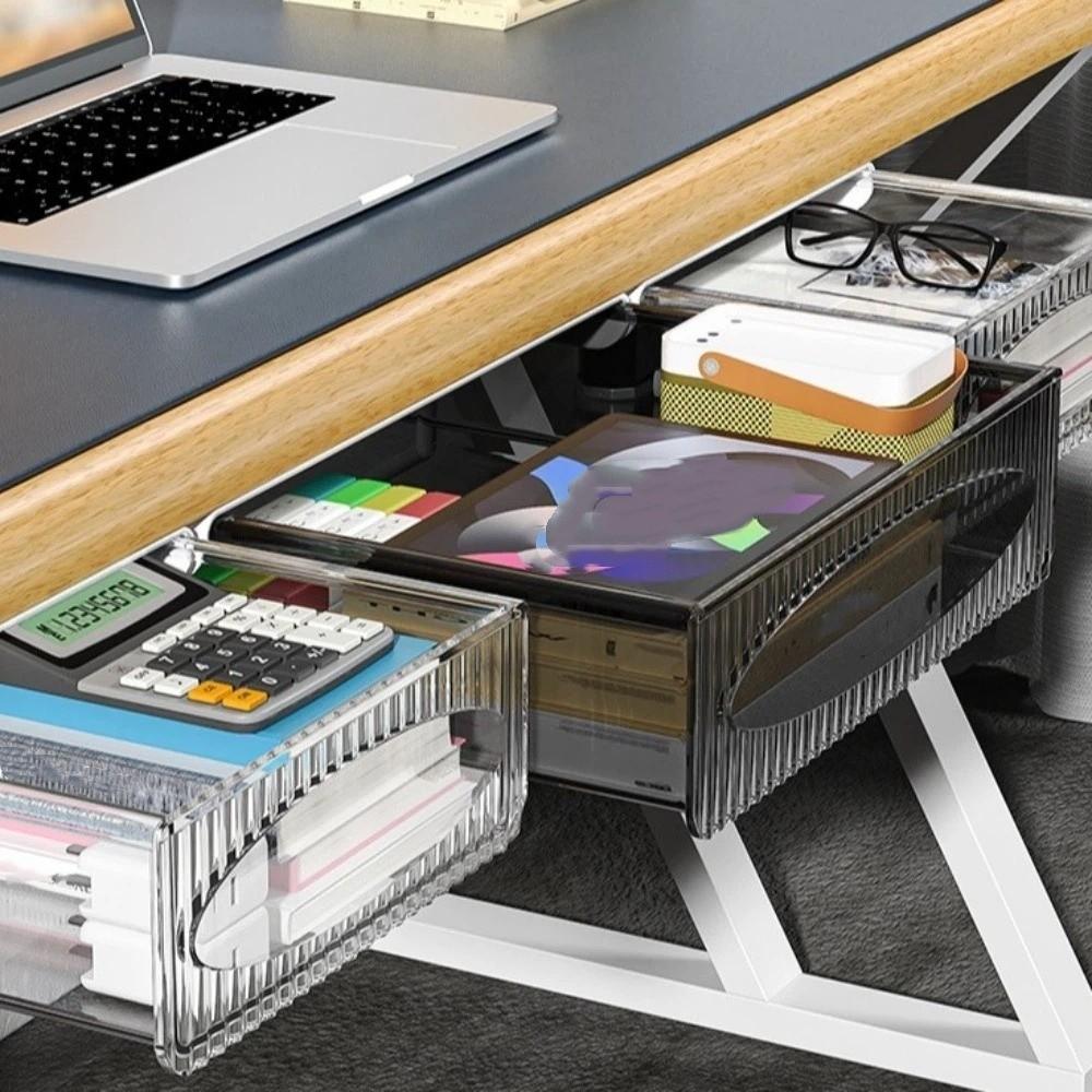 Sertar de birou cu capacitate mare, autoadeziv, organizator de birou, cutie de depozitare glisantă, uz casnic