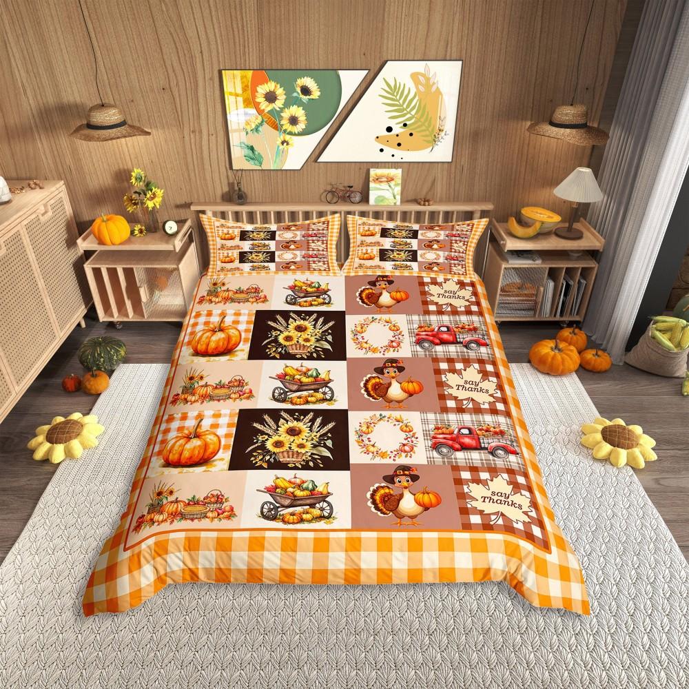 

Homewish Vintage Orange Pumpkin Duvet Cover Set For Kids,Kawaii Girl Gnome Bedding Set,Rustic Farmhouse Bed Set DE XS 100x135cm 2pcs&set