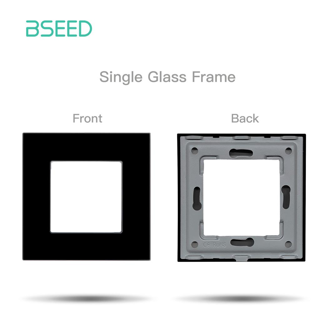 BSEED Glass Socket Frames 1/2/3Gang Mechanical Button Switches French Socket TV ST RJ45 CAT5 Type-c USB Sockets DIY Insert Parts