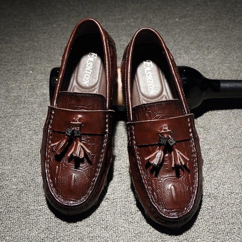 Skin Pattern Men Loafer Shoes Leather Slip-on Flats Moccasins Handmade Man Casual Driving Shoes for Men Drive Luxury Leisure