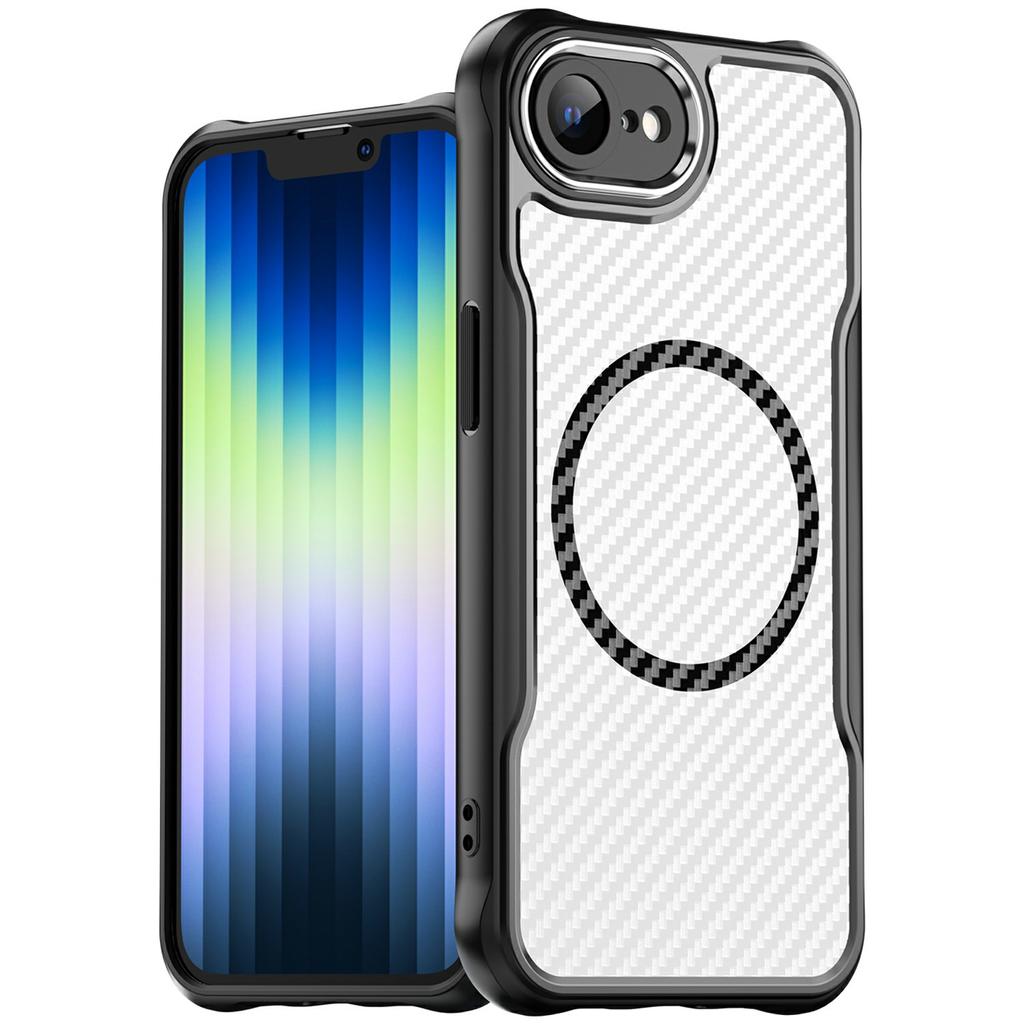 For iPhone 16e Case Compatible with MagSafe Hybrid Phone Cover Carbon Fiber