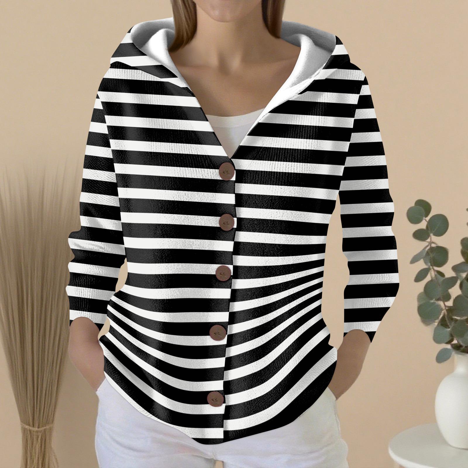 

Женский модный повседневный свитер на пуговицах с принтом, кардиган, куртка с капюшоном XXL