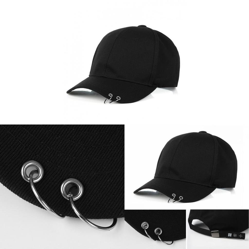 Minimalist Cotton Baseball Cap With Metal Ring For Sun Protection And Casual Wear