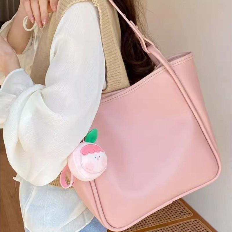 JIAERDI Sweet Lovely Pink Tote Bag Women Large Capacity Leather Shoulder Bag Ladies Casual Everyday Commuter Simple Underarm Bag