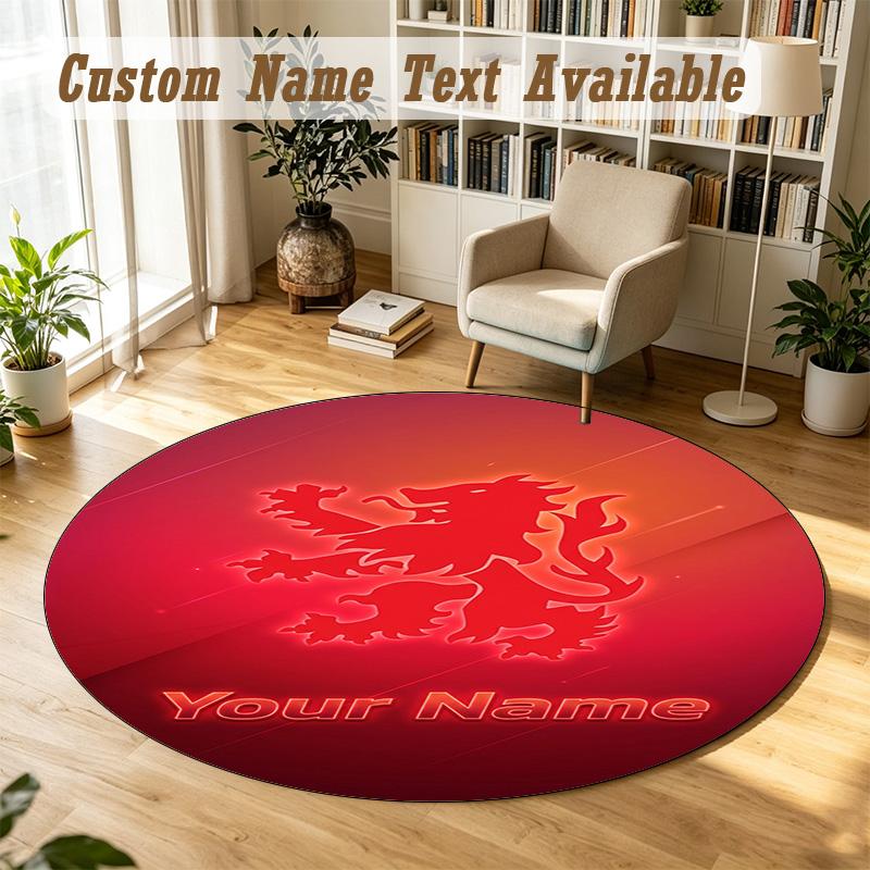 Round Rug Custom NameMiddlesbrough FC Pattern Non Slip Carpet Home Floor Decor
