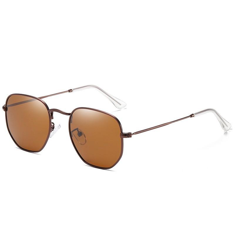 Men's Polygon Polarized Sunglasses - Colorful Metal Frame, Anti-UV, Anti-Blue Light, Flat Lens 3548