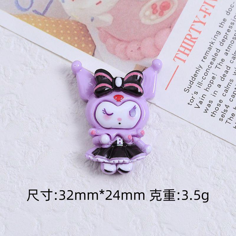 6Pcs Latest Kawaii Cute Playful Purple Rice Animation Animalseries Flat Bottom Scrapbook Diy Jewelry Making Hairwear Accessorie A120