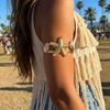 Bohemian Gold Color Starfish Shell Upper Arm Cuff for Women Metal Adjustable Armlet Bracelet Summer Beach Vacation Body Jewelry