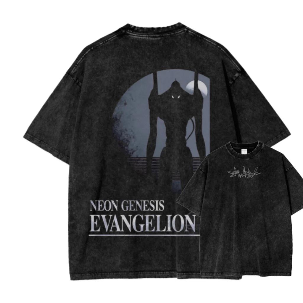 New ACID WASH TEE Neon Genesis Evangelion Printed Tshirt Mens and Womens Washed Tshirt High Quality Vintage Tshirt Top