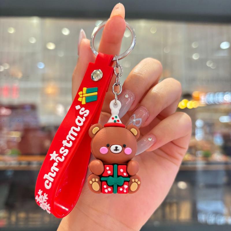 2Pcs Cartoon Cute Santa Claus Tree Keychain Christmas Party Decoration Bag Ornaments Car Key Pendant Exquisite Small Gift