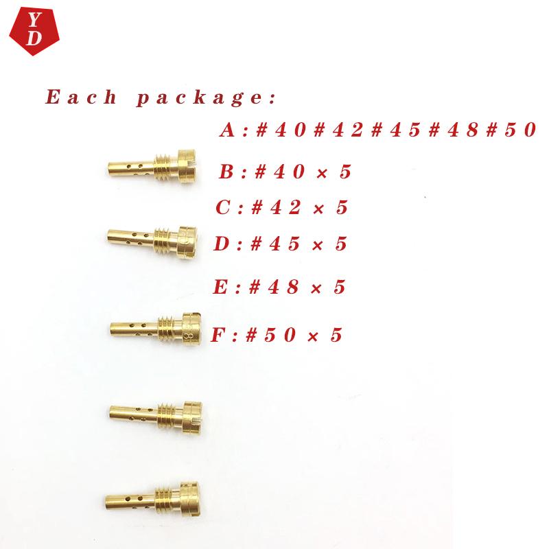 5pcs/Set Motorcycle Carburetor Slow Pilot Jet Available Size 40-42-45-48-50 for Keihin CV CVK FCE CARB N424-25 Injector Nozzle