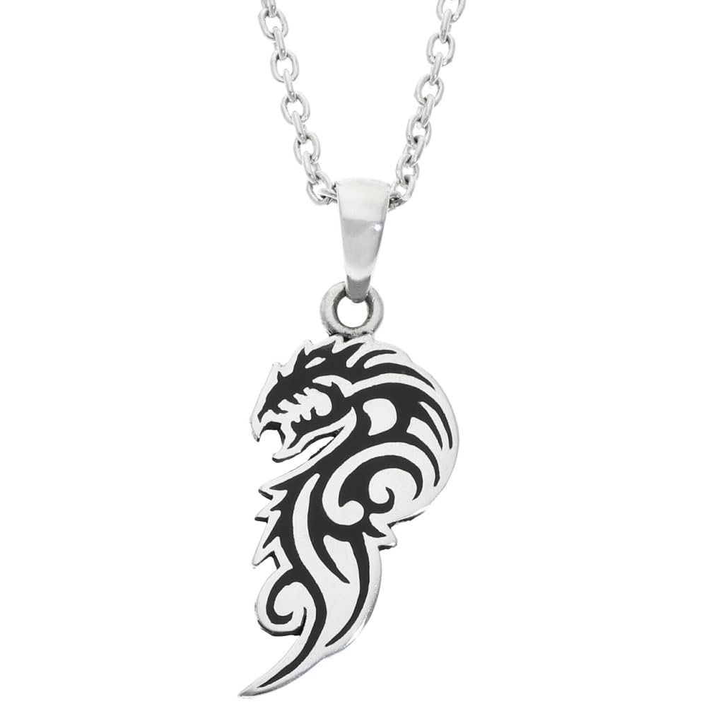 

[Shinjuku Gin no Kura] Tribal Dragon Plate Silver 925 Pendant Top (No Chain) Charm with Dragon Pattern for Men