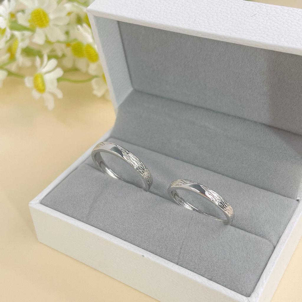 Tichya Süße Ätzung Gletscher Paarringe - 999 Sterlingsilber Offenes Design für Damen und Herren