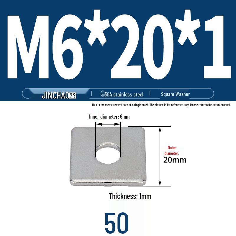 304 Stainless Steel Thickened Square Flat Washer for Curtain Wall (M4-M16)
