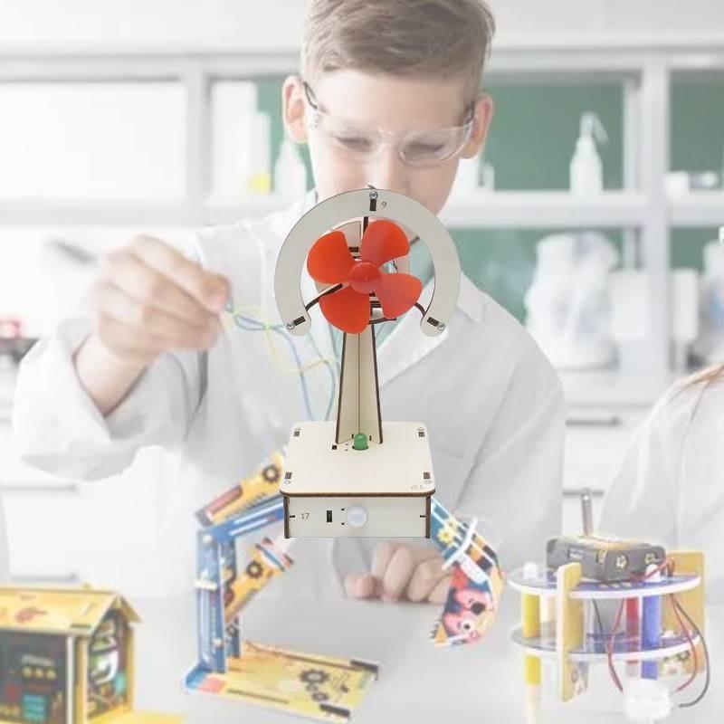 Kids Diy Electric Science Experiment Materials Wooden Handmade Fan For Learning Ha-a08