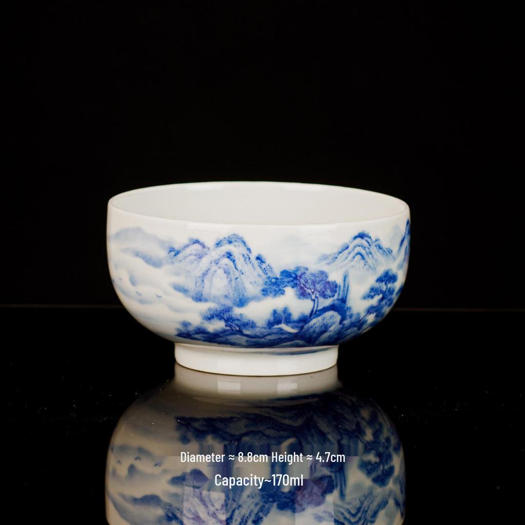 Hand-painted Blue and White Jingdezhen Ceramic Tea Cup - Landscape Design