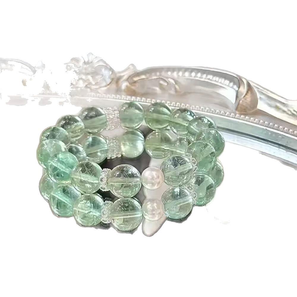 Handmade Green Fluorite Beaded Bracelet – Fresh, Round Artificial Crystal Beads