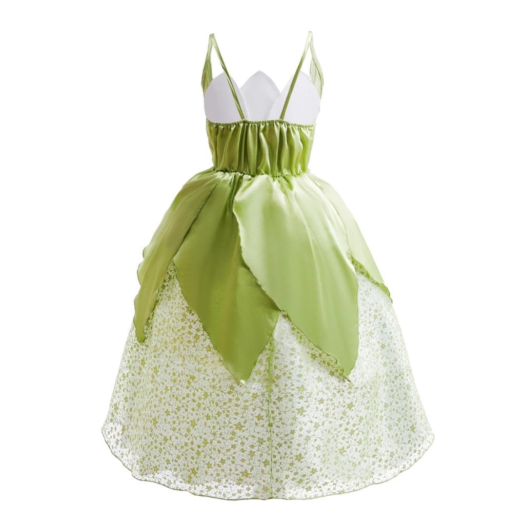[Dressy Daisy] Toddler Girl Frog Princess Costume Cosplay Dress Set Kids Princess Magic Kiss Fancy Dress Halloween Accessories Included Size 8-10