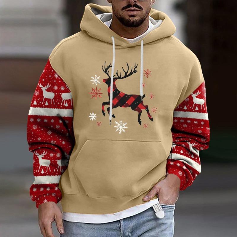 Men S Long Sleeve Hooded Sweatshirt 3d Christmas Print Street Style