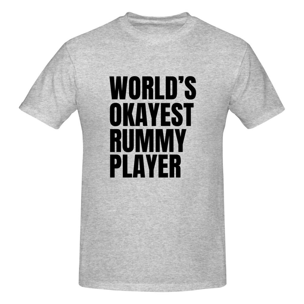 World S Okayest Rummy Player Black Soft And Glutinous Tshirt Korean Style Casual Small Patterns Basic Tee