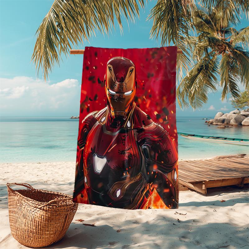 1Pc Iron Man Tech Hero Beach Towel Microfiber Beach Towel Thin Absorbent For Beach Swimming Yoga Bath Sports 0917273