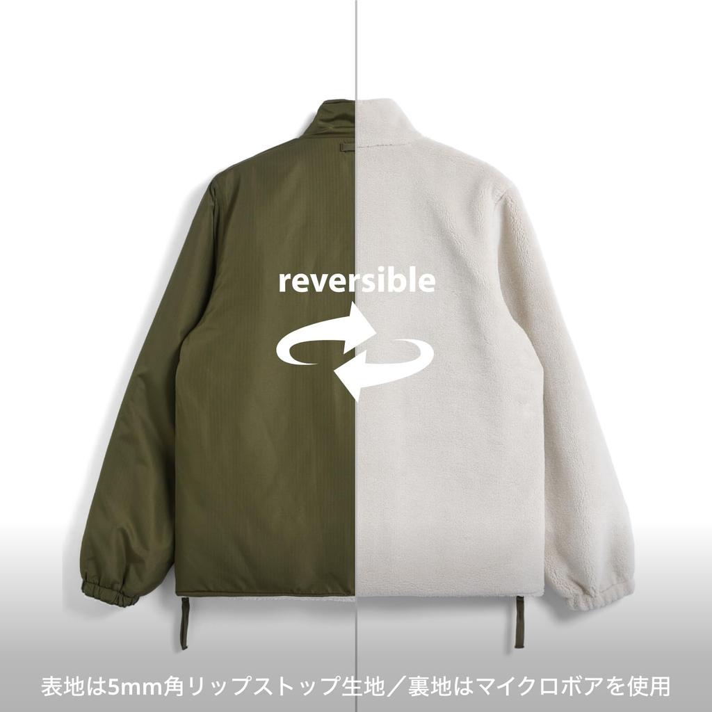 Taion Unisex Military Reversible Boa Jacket 2XL Non-Down High-Neck R102ZBNDML-1 Black/Cream